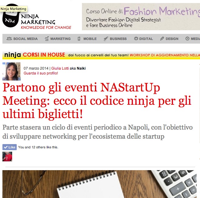 Ninja Marketing : Partono gli eventi NAStartUp Meeting