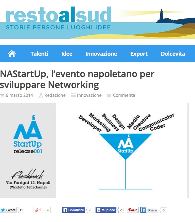 Restoalsud: NAStartUp, l’evento napoletano per sviluppare Networking