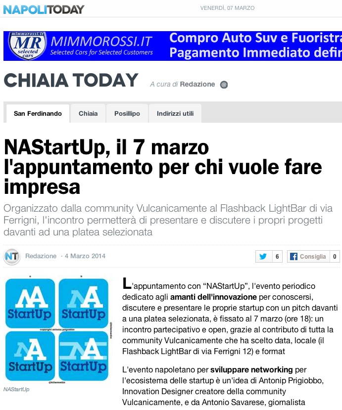 NapoliToday: NAStartUp, il 7 marzo l’appuntamento per chi vuole fare impresa