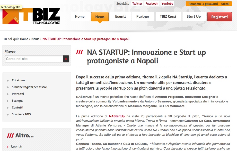 Technologybiz : NA STARTUP: Innovazione e Start up protagoniste a Napoli