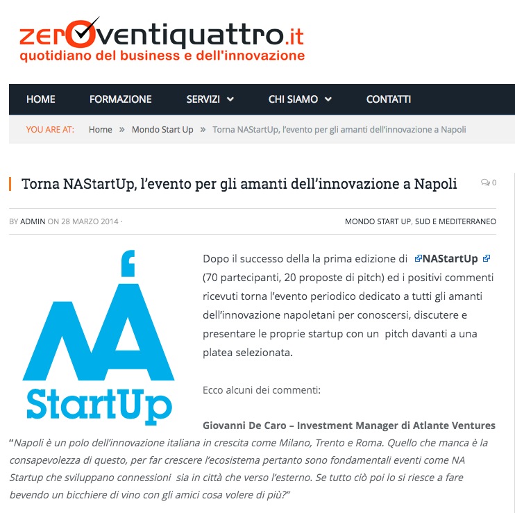 zeroventiquattro.it : Torna NAStartUp, l’evento per gli amanti dell’innovazione a Napoli