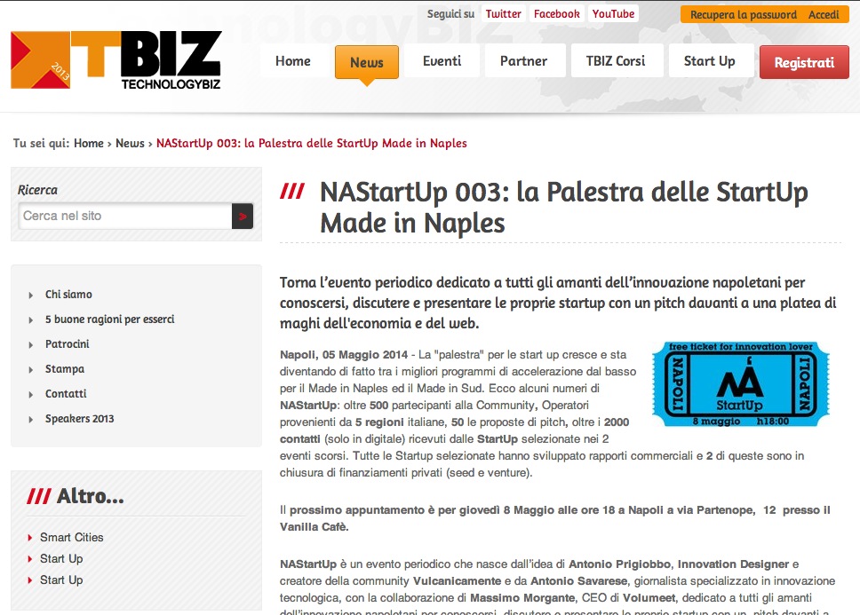 Technologybiz: NAStartUp 003: la Palestra delle StartUp Made in Naples
