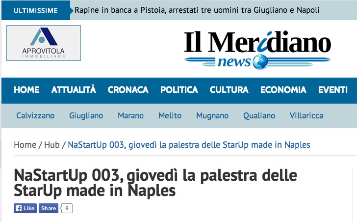 Il Meridiano News: NaStartUp 003, giovedì la palestra delle StartUp made in Naples